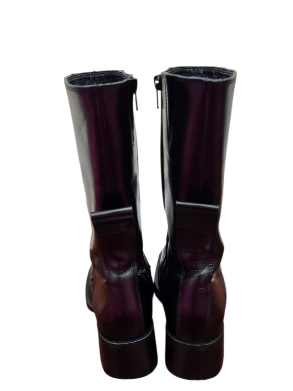 E8 by Miista Black Leather Mid Calf Boots EU 40 Square Toe Block Heel - Picture 9 of 16